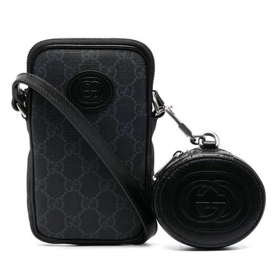 Túi Đeo Chéo Nam Gucci Monogram Pattern Shoulder Bag Màu Đen Xám D-TD