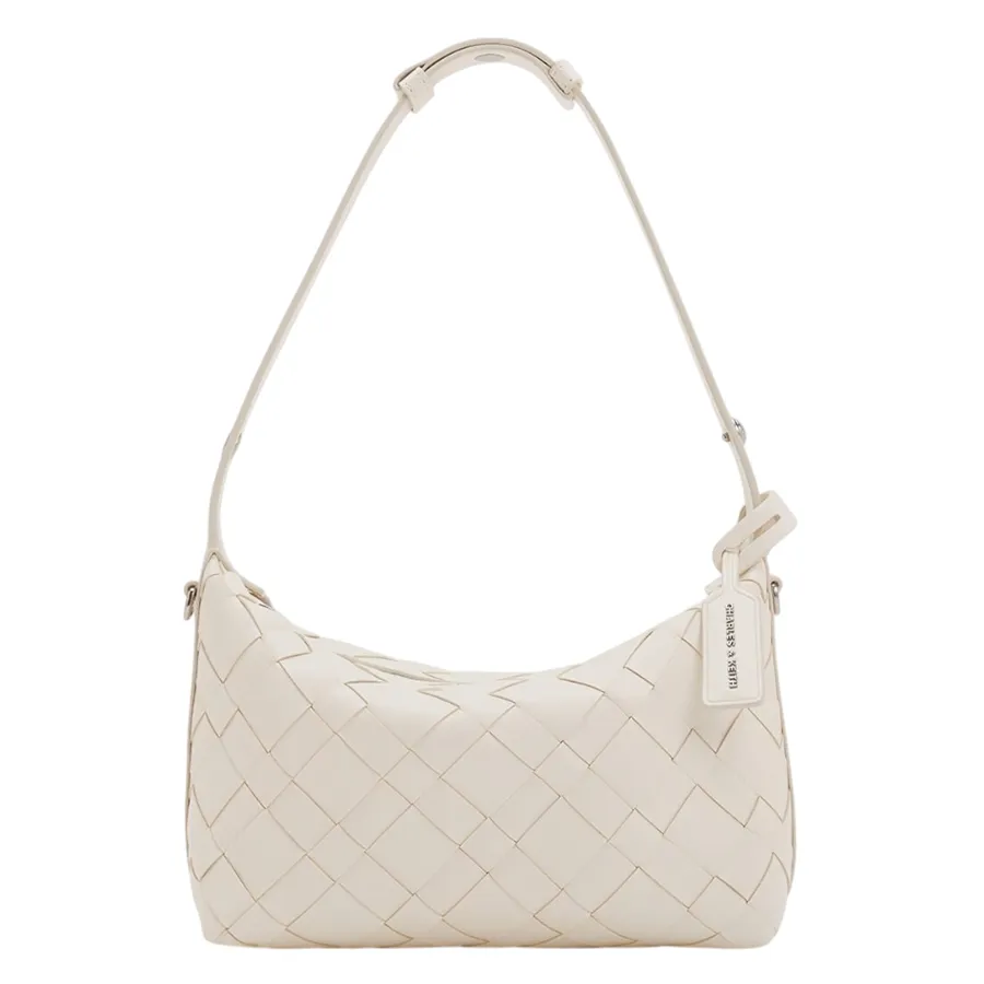 Túi Đeo Vai Nữ Charles & Keith CNK Ivette Woven Shoulder Bag Cream CK2-20151510 Màu Trắng Kem