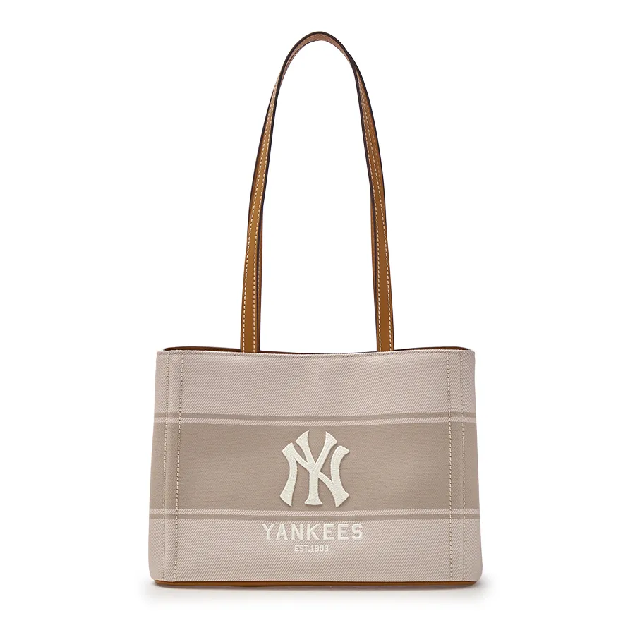 Túi Tote MLB Varsity Lettering Canvas Tote Bag New York Yankees 3ABQB015N-50CRS Màu Kem