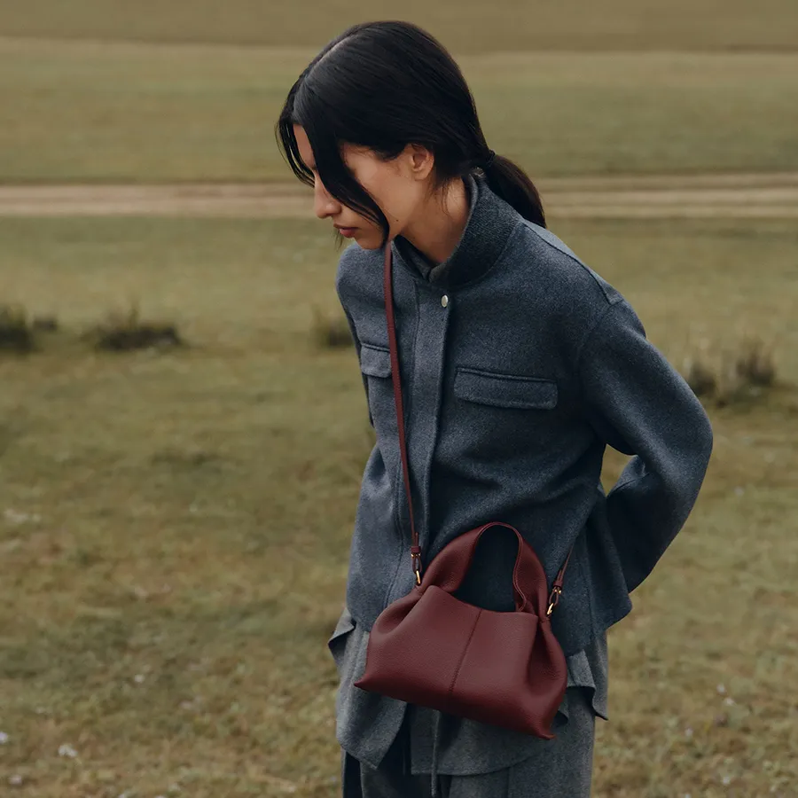 Túi Xách Nữ Polène Numéro Neuf Mini Edition Textured Black Cherry