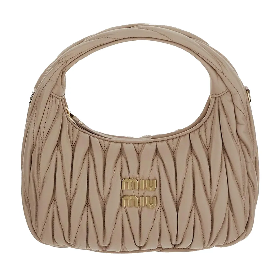 Túi Xách Tay Nữ Miu Miu Wander Hobo Bag 5BC125VOOYN88F0236 Màu Hồng Nude N-HM