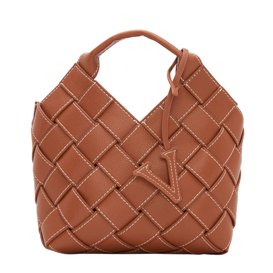 Túi Xách Tay Nữ Verafied Caramel Woven Basket Bag Màu Nâu