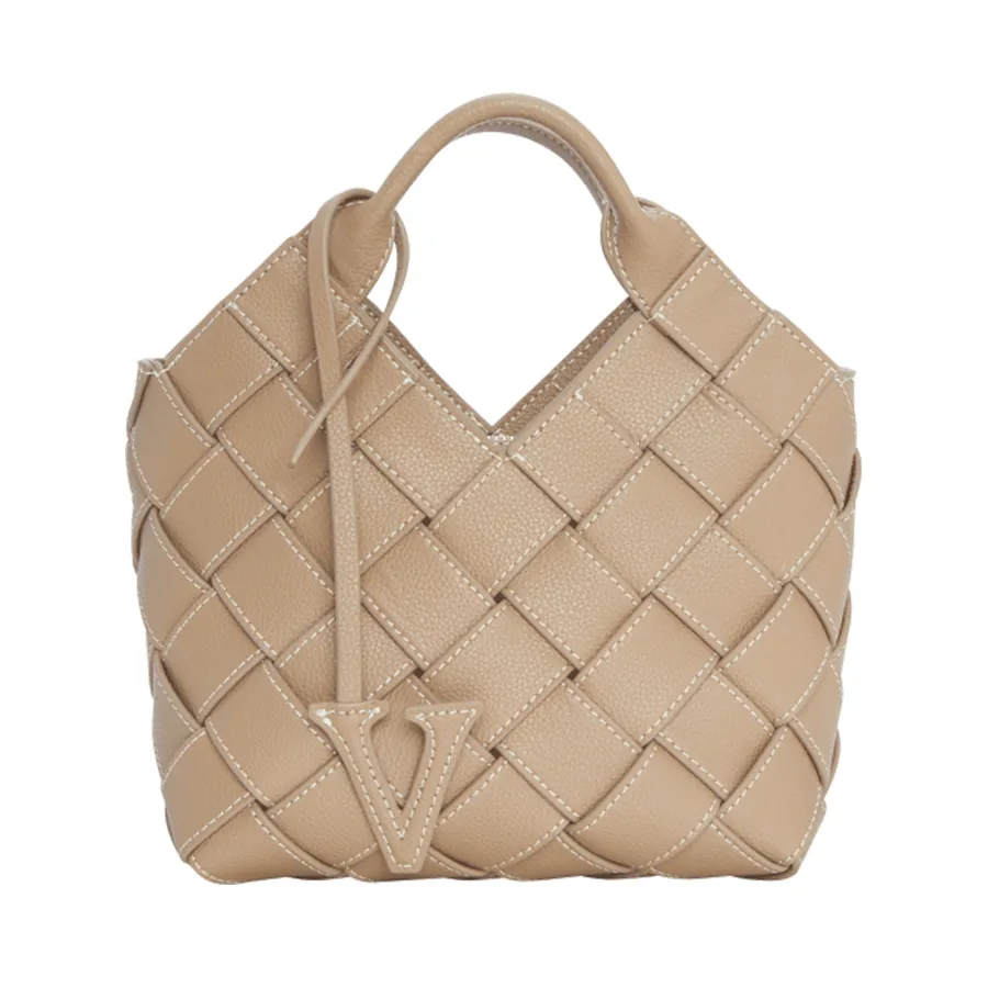 Túi Xách Tay Nữ Verafied Etoupe Woven Basket Bag Màu Be