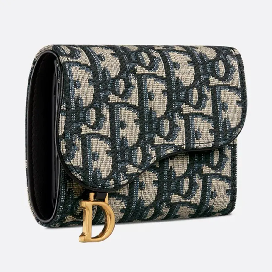 Ví Đựng Thẻ Nữ Dior Saddle Flap Card Holder S5912CTZQ_M932 Màu Xanh