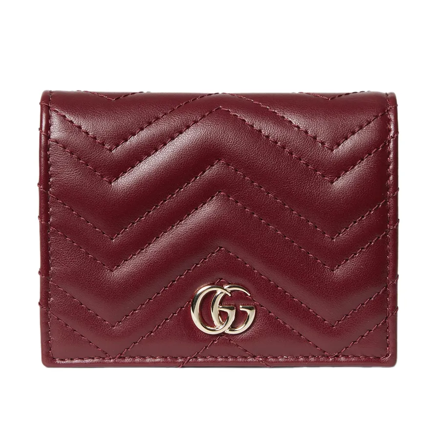 Ví Đựng Thẻ Nữ Gucci GG Marmont Card Case Wallet 466492 DTDHV 6207 Màu Đỏ Đậm N-HM