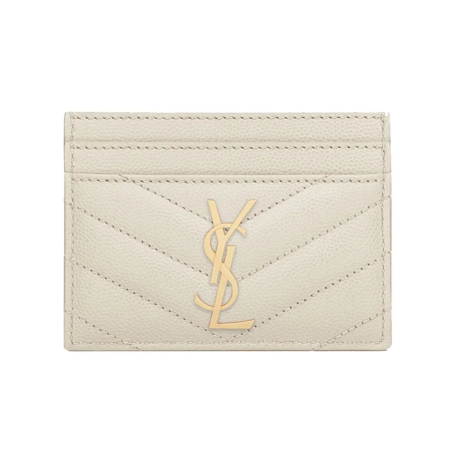Ví Đựng Thẻ Nữ Yves Saint Laurent YSL Cassandre Matelassé Card Case In Grain De Poudre Leather Màu Trắng N-QL