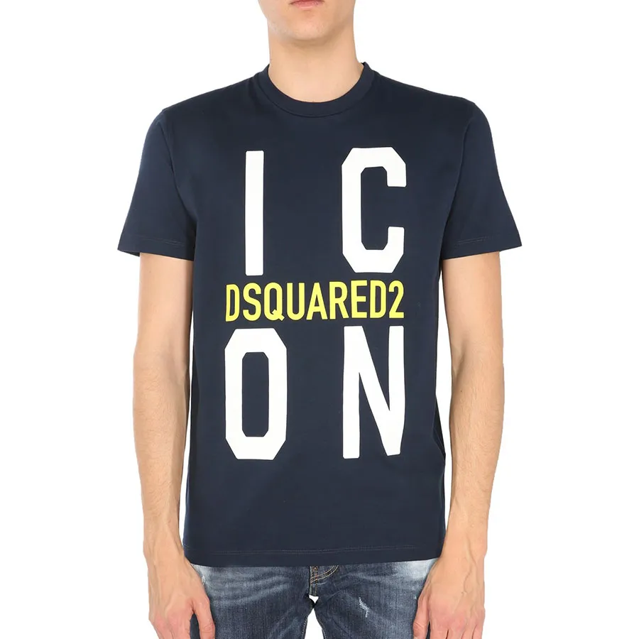 Áo Phông Nam Dsquared2 Tshirt With Logo In Blue S79GC0021 Màu Xanh