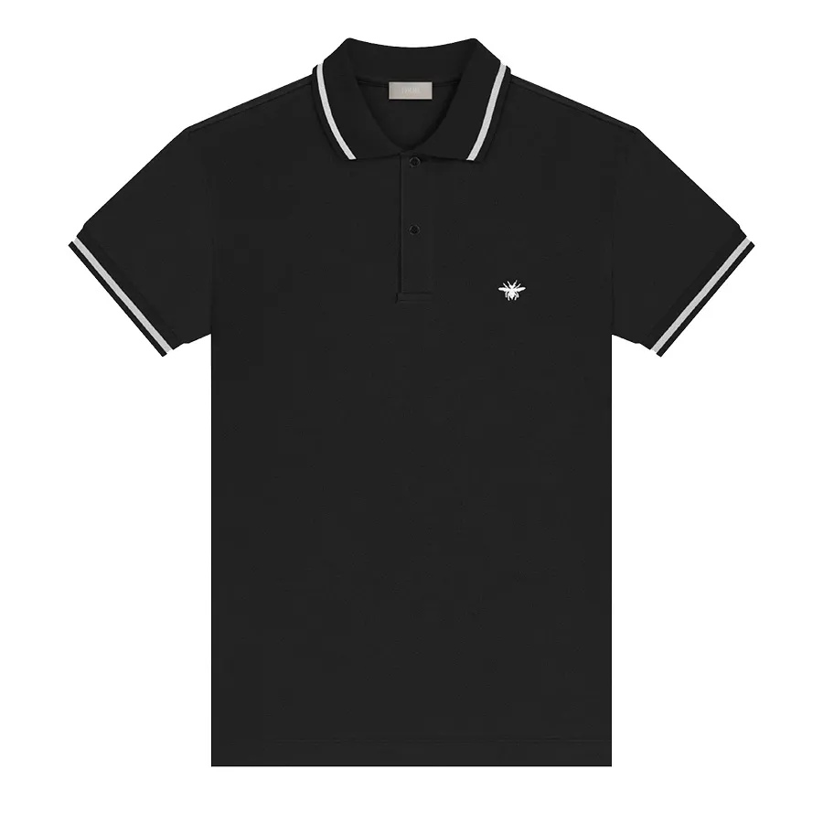 Áo Polo Nam Dior With Bee Embroidery Black Cotton Piqué