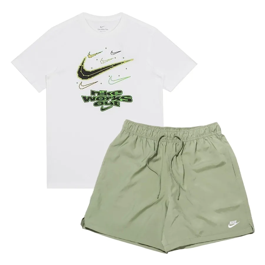 Bộ Thể Thao Nam Nike DF Tee FV8373-100/FN3308-386 Màu Xanh Phối Trắng Size M