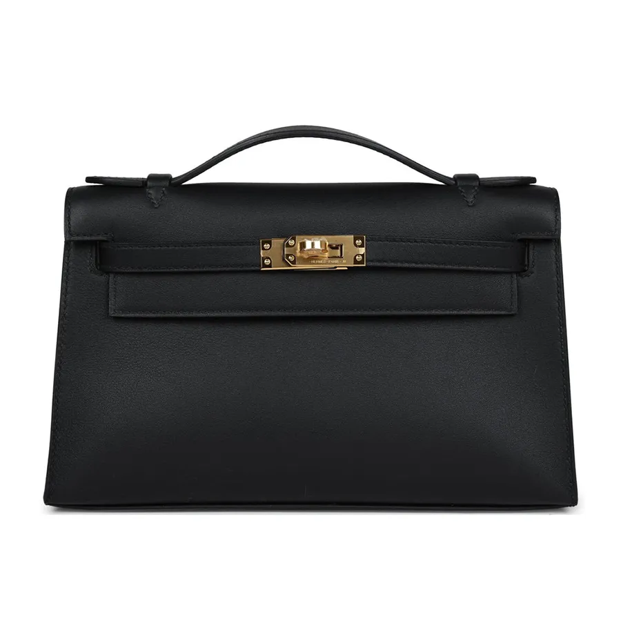 Cặp Xách Tay Hermès Kelly Pochette Black Swift Gold Hardware Màu
