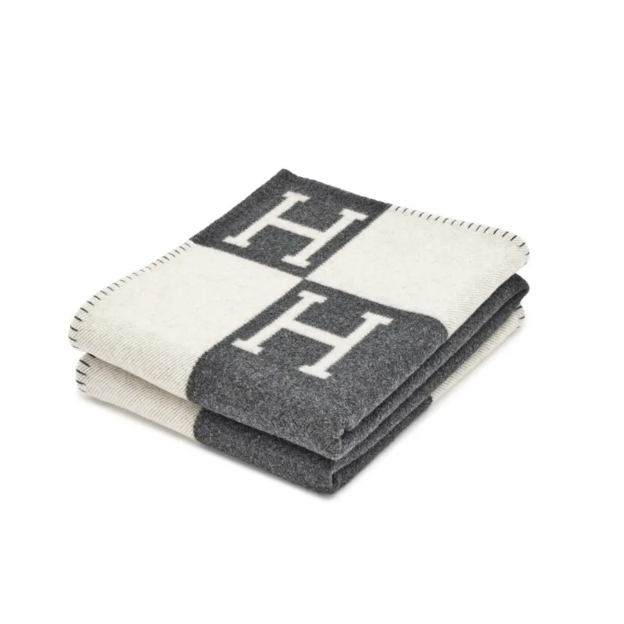 Chăn Hermès HM Avalon Throw Blanket Màu Xám Kem