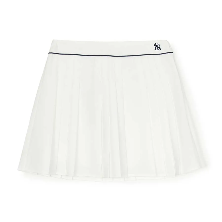 スカート MLB Korea Women's Classic Monogram Chenille A-Line Skirt BOS Chân Váy Xếp Ly Nữ MLB Sportive Pleates Skirt New York