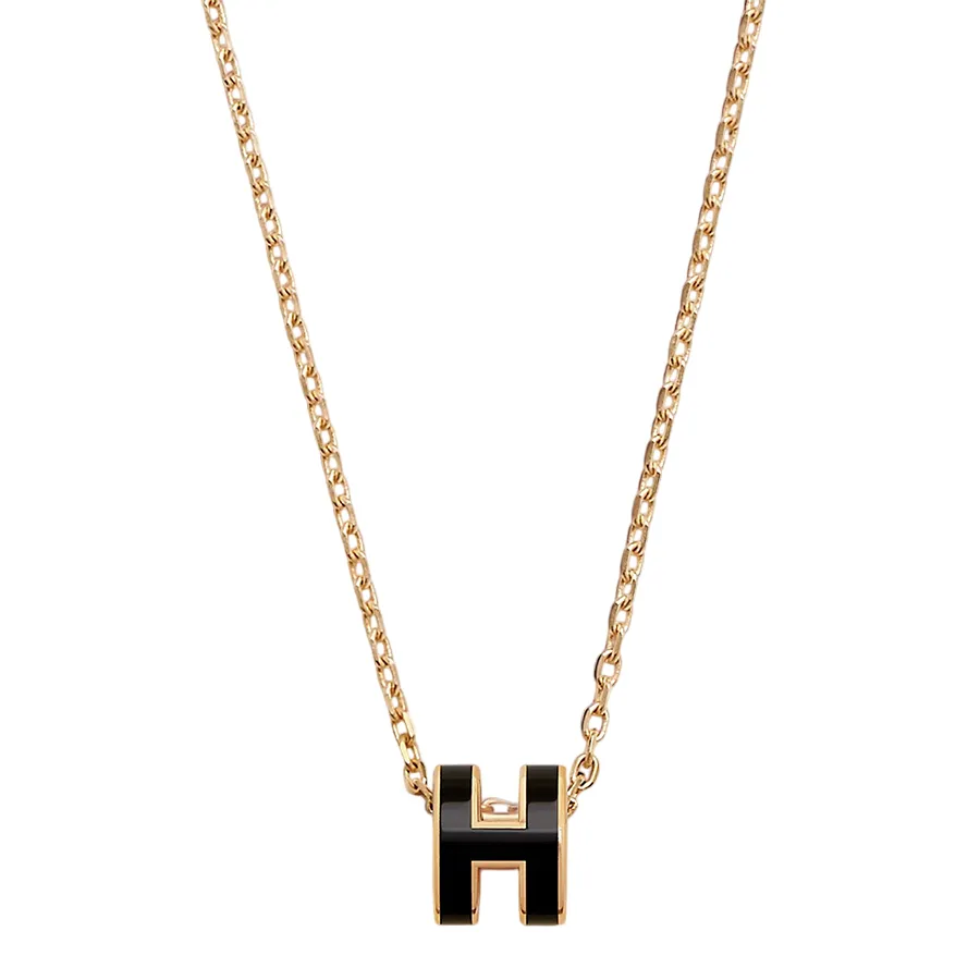 Dây Chuyền Nữ Hermès Mini Pop H Pendant Noir Màu Vàng Đen