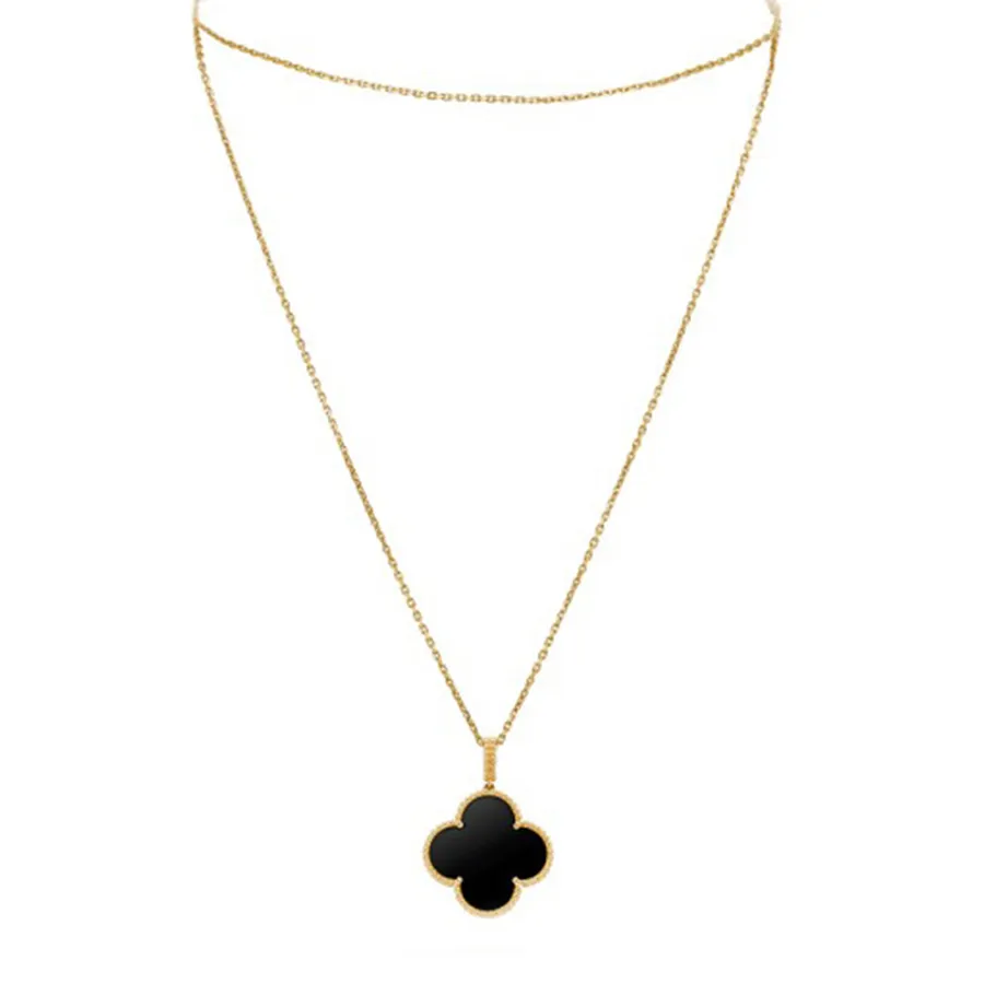Dây Chuyền Nữ Jewery Luxury Vintage Alhambra Necklace Pendant Màu Vàng Đen