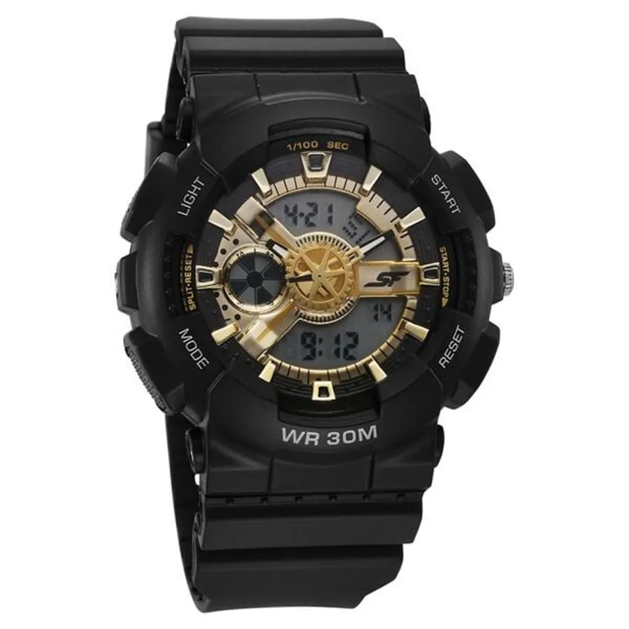 Đồng Hồ Nam Sonata SF Bold Black & Gold Design Watch Perfect Blend Of Elegance And Strength 77137PP02 Màu Đen Vàng