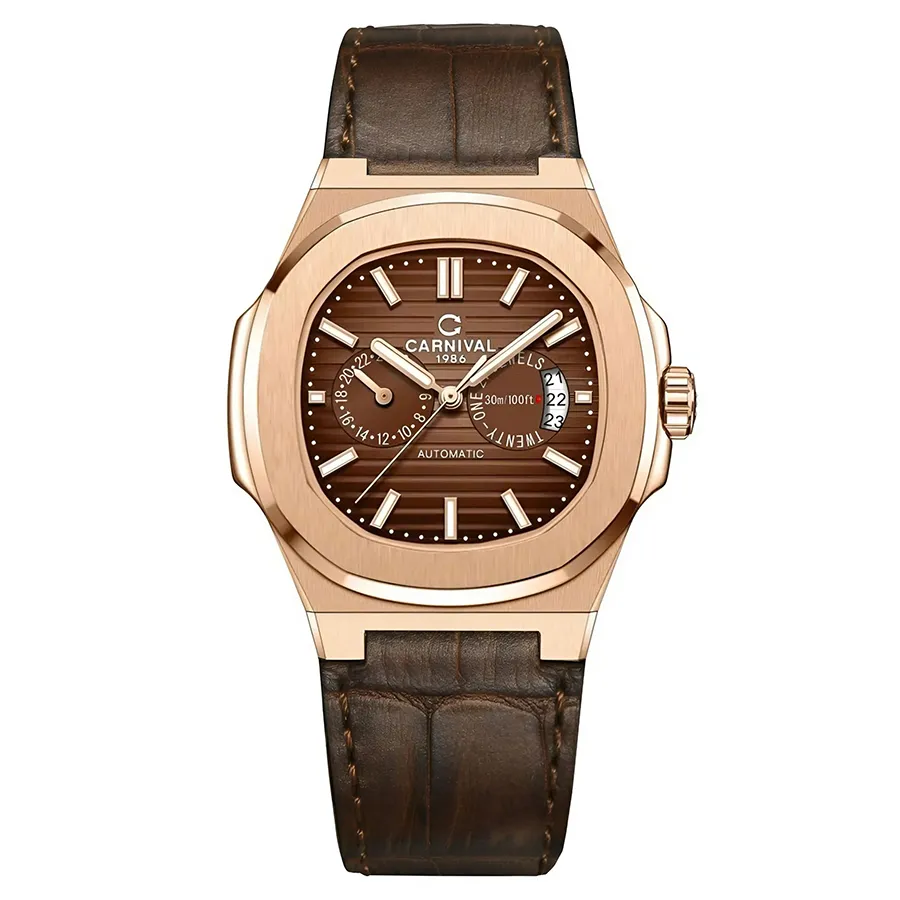 Đồng Hồ Nam Carnival 8158G-VH-DD-N Màu Nâu/ Vàng Hồng