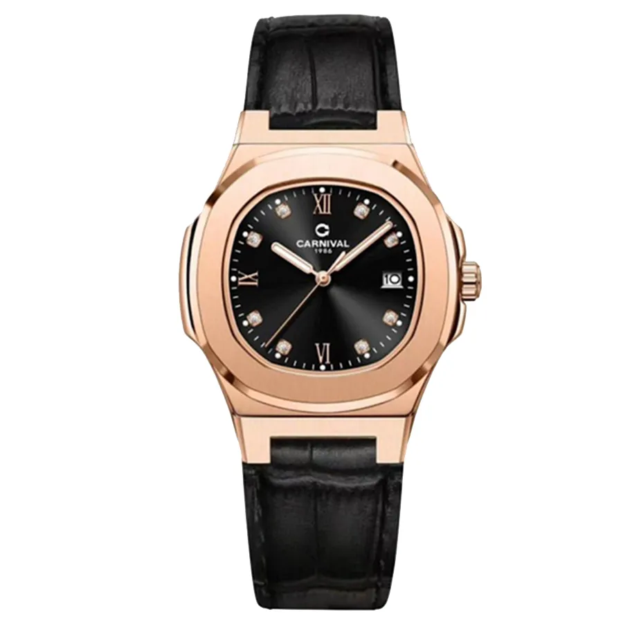 Đồng Hồ Nữ Carnival 8160L-VH-DD-D Màu Đen/ Vàng Hồng