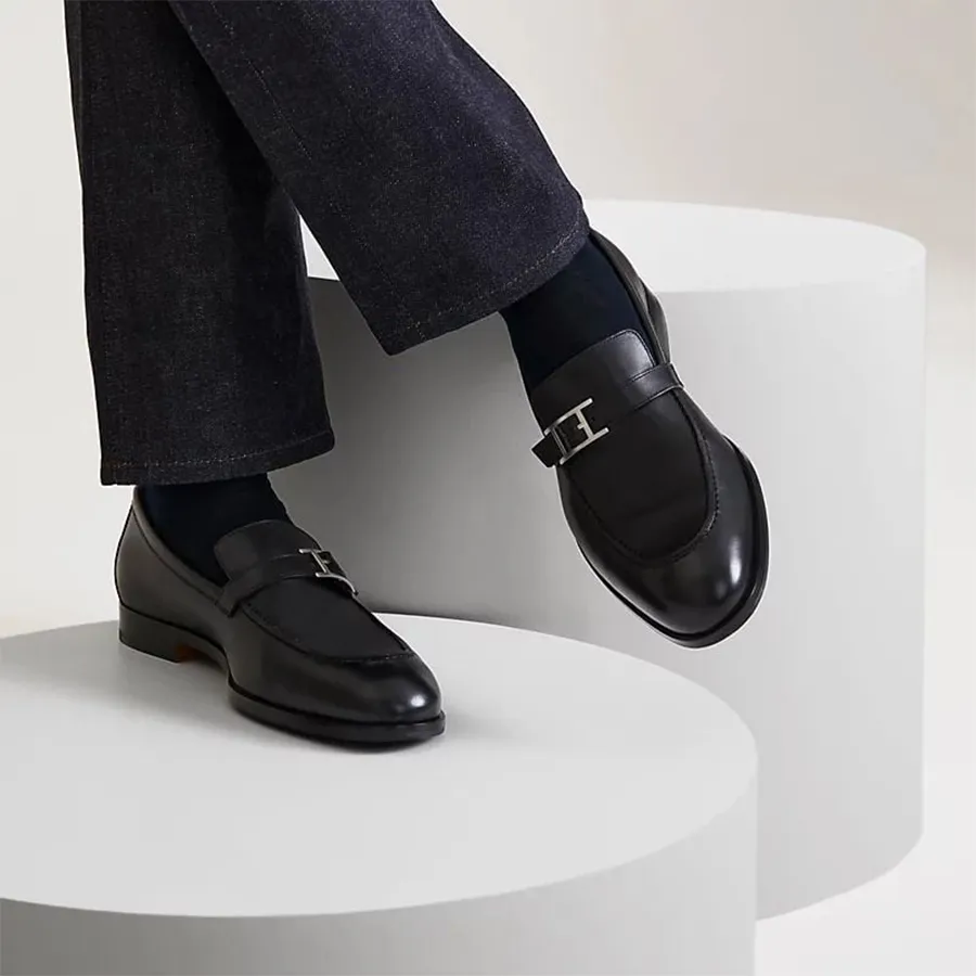 Giày Lười Nam Hermès Monterey Loafer Noir Màu Đen Size 41  display picture 3