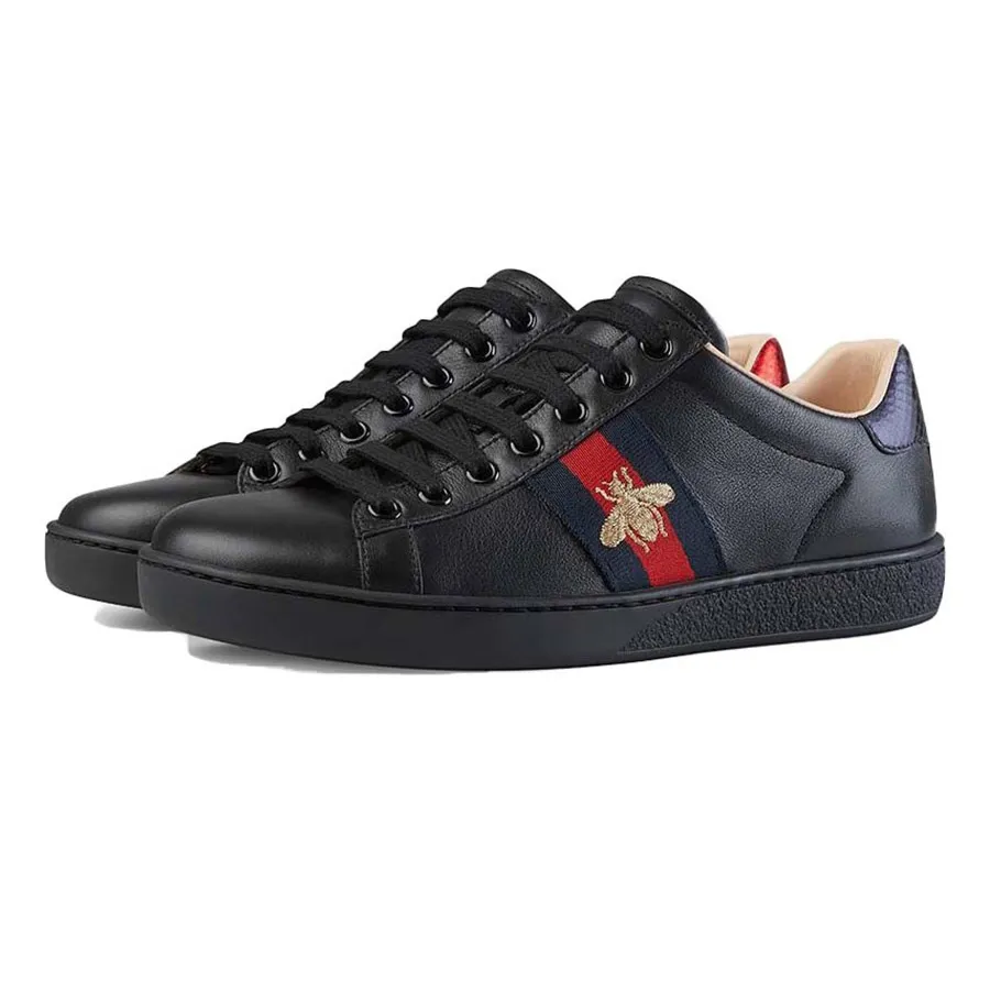 Giày Sneaker Nam Gucci Ace Embroidered Sneaker Màu Đen Size 43
