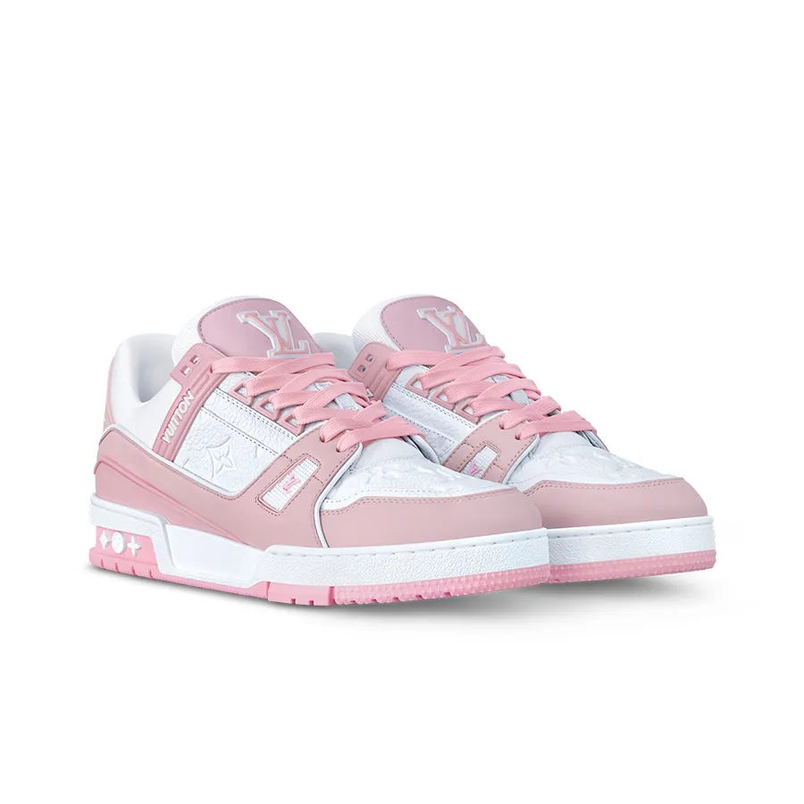 Giày Sneaker Nữ Louis Vuitton LV Trainer 1AGZCL Màu Hồng Trắng Size 35
