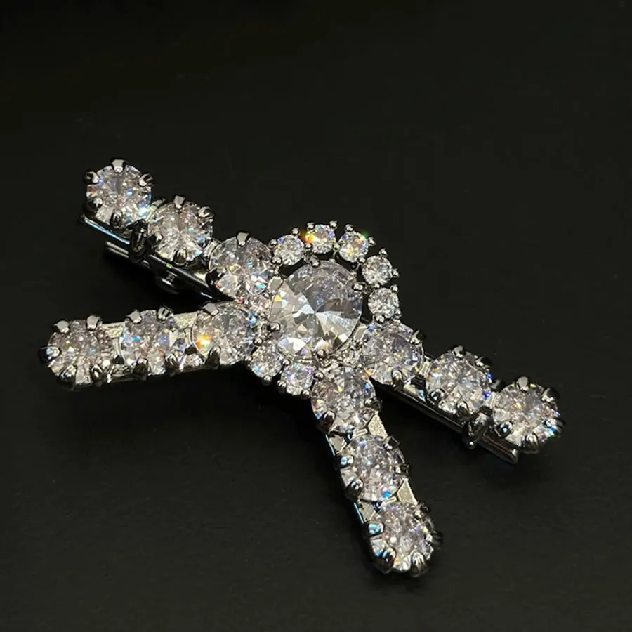 Kẹp Tóc Nữ Shushu/Tong Nơ Đá Màu Bạc