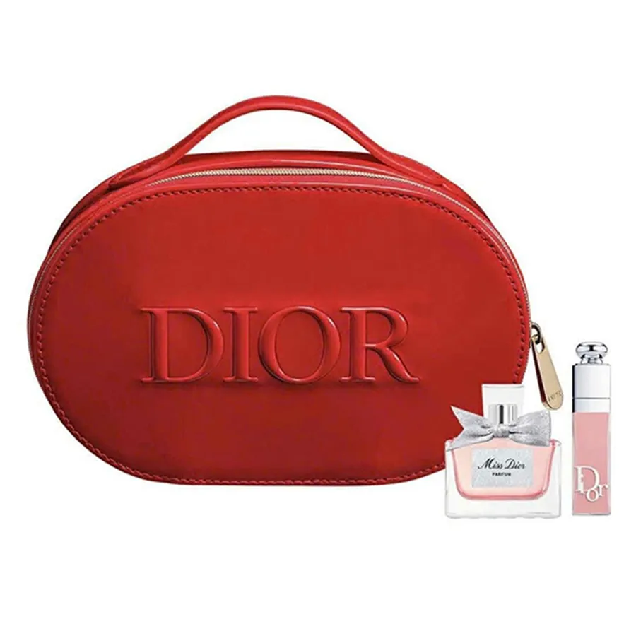 Set Nước Hoa Và Son Dior Beauty Red Patent Zipped Cosmetic Pouch Limited (Kèm Túi) 3 Món