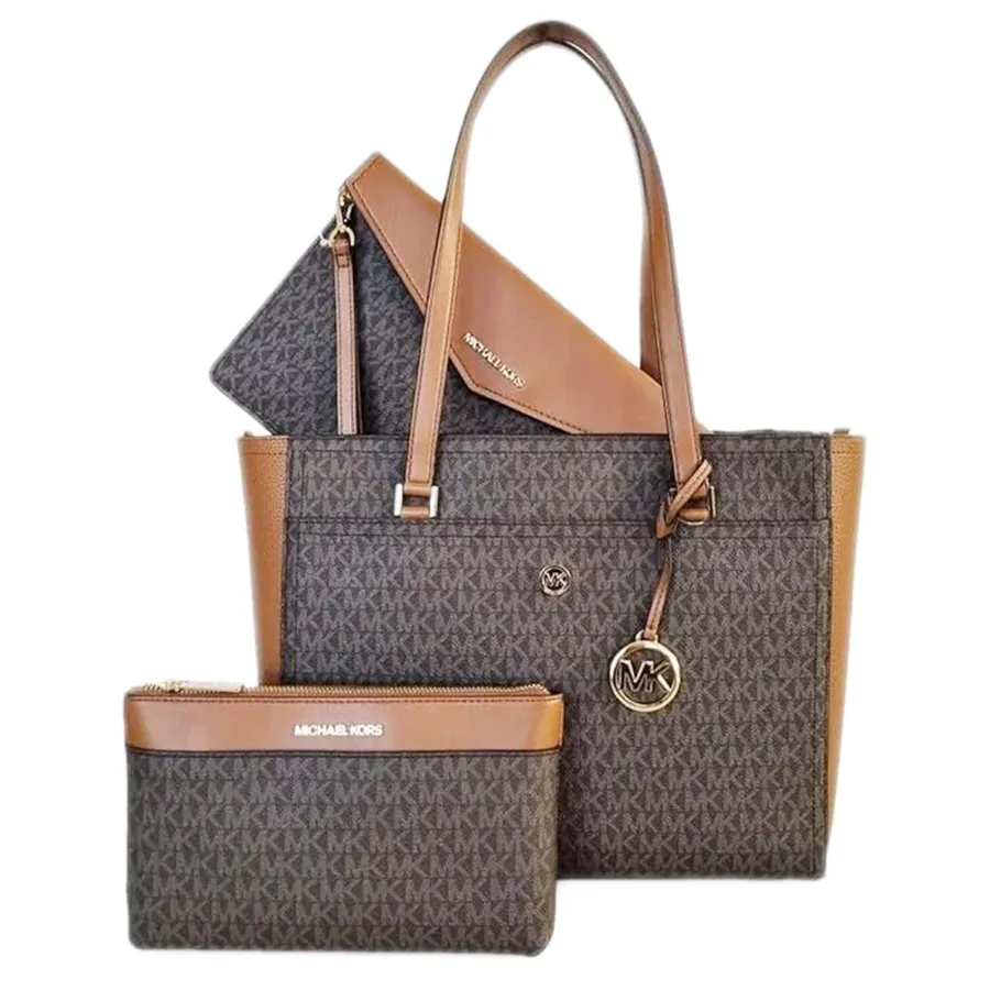 Set Túi Xách Michael Kors MK Maisie Large 3in1 Logo Tote Bag 35T1G5MT7B Màu Nâu