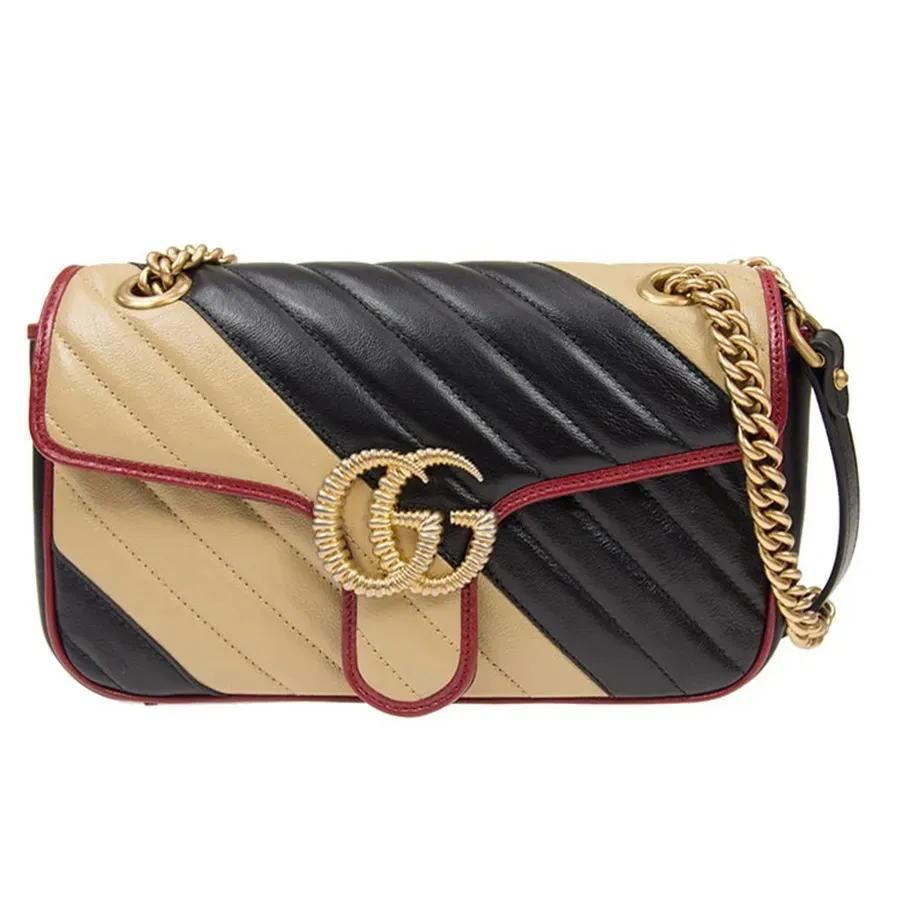 Túi Đeo Chéo Nữ Gucci Handbags GG Marmont 443497 0OLOX 9689 Crossbody Bag  Màu Đen Be