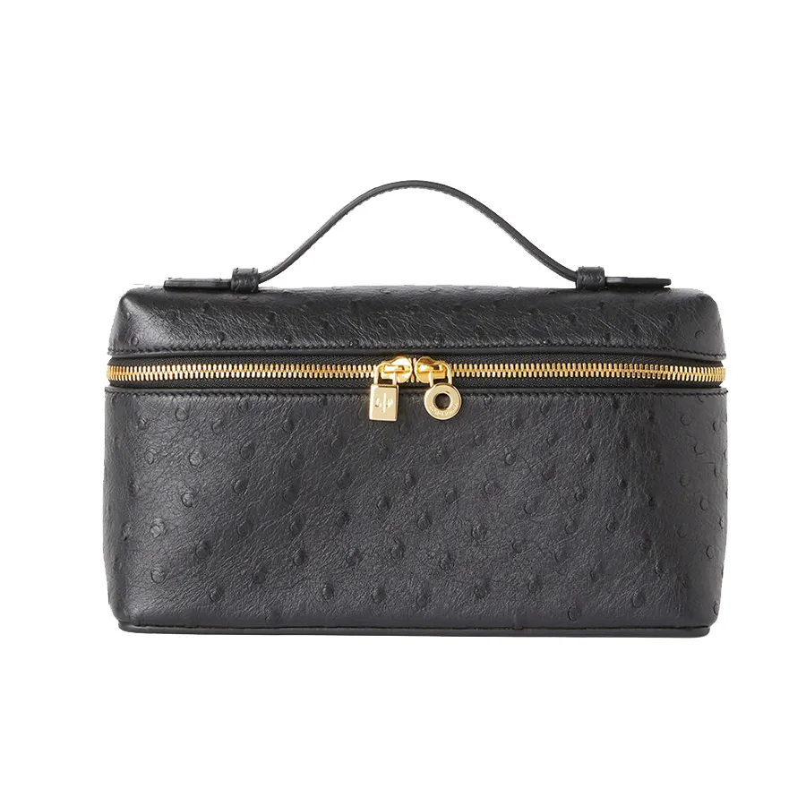 Túi Xách Tay Nữ Loro Piana Extra Pocket L19 Ostrich Leather Màu Đen