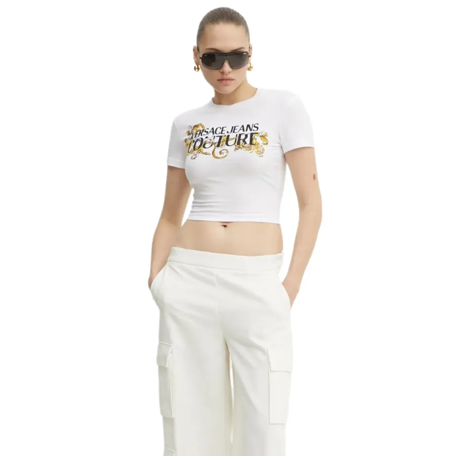 Áo Croptop Nữ Versace Jeans Couture T-Shirt 78HAHC05 CJ02C
