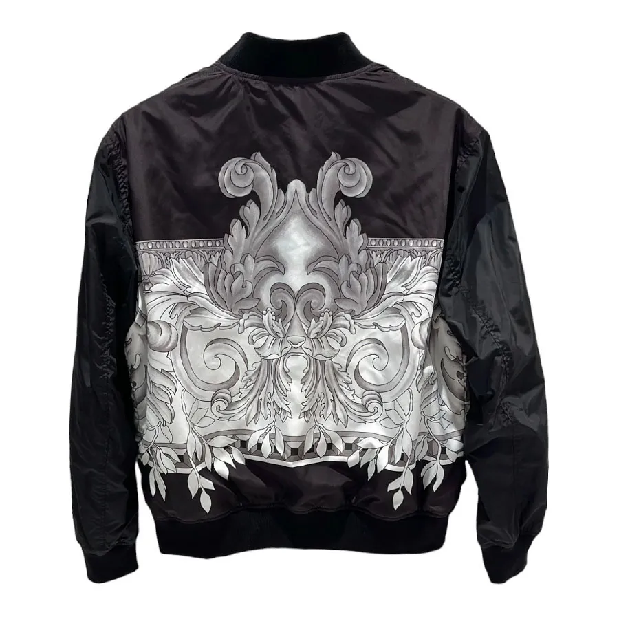 Áo Khoác Nam Versace Baroque Printed Reversible Bomber Jacket Màu Đen Size  52