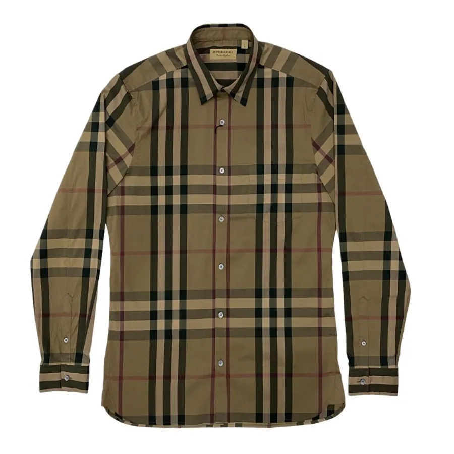 Áo Sơ Mi Dài Tay Nam Burberry Check Stretch Cotton 3983543 Phối Màu Size XS