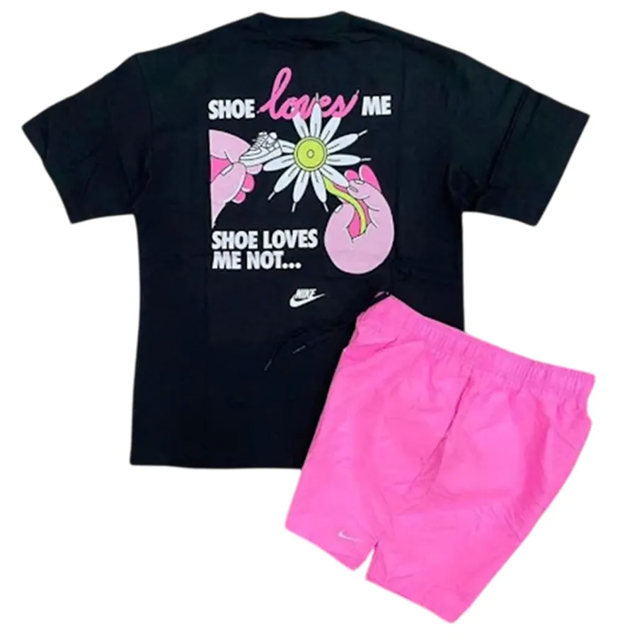 Bộ Thể Thao Nam Nike Sportswear Men’s Short Black/Pink Màu Đen Hồng Size S