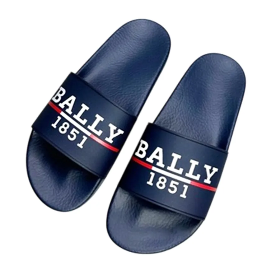 NIB BALLY SAMUEL INK NAVY RUBBER WHITE LETTERING LOGO SANDALS SLIDES 9 D ITALY NIB BALLY SAMUEL INK NAVY RUBBER WHITE | Mercari main image 3