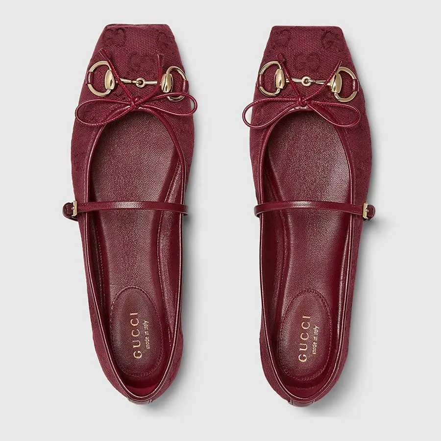Giày Bệt Nữ Gucci Horsebit Ballet Flat ‎821220 FAD8F 8546 Màu Đỏ