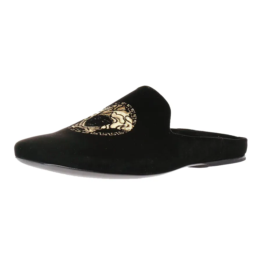 Giày Sục Versace Medusa Embroidery Velvet DSU6273 Màu Đen Size 39