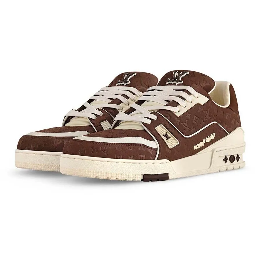 Giày Thể Thao Nam Louis Vuitton LV Trainer Shoes 1ACR5T Màu Nâu Size 41