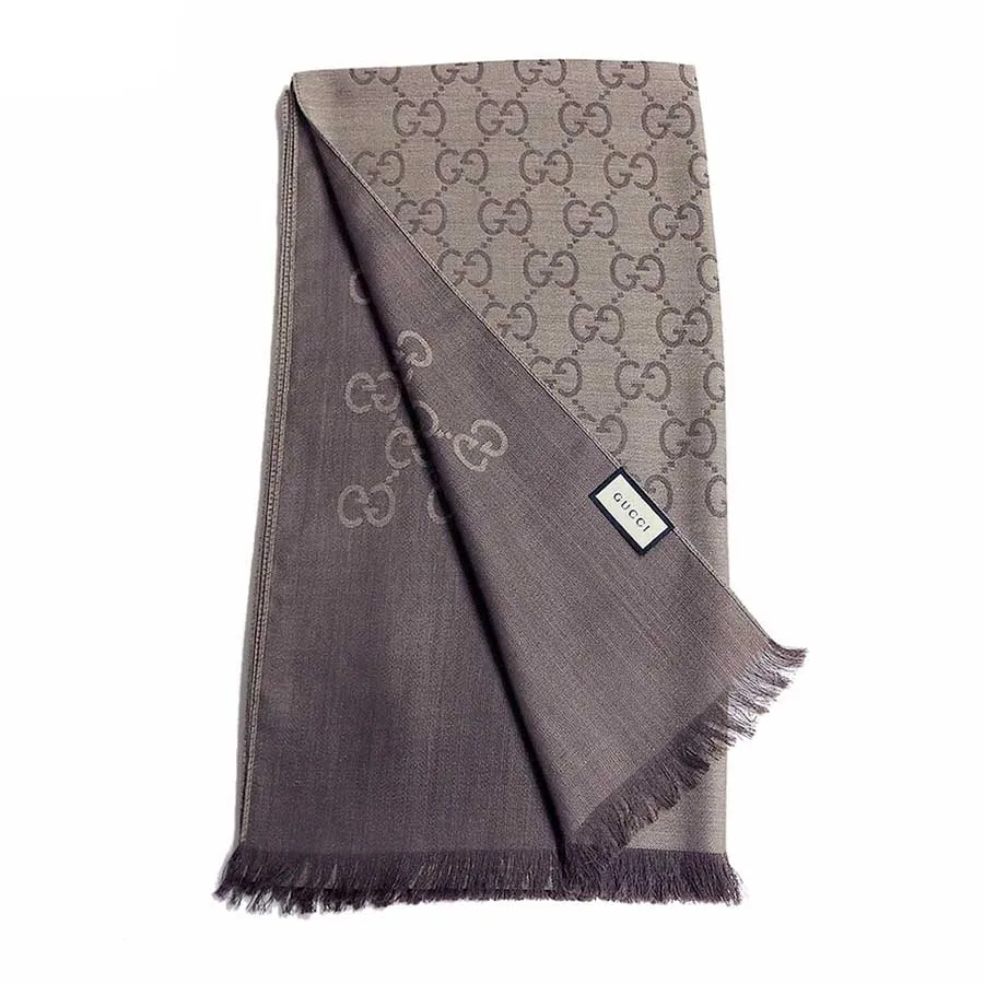 Khăn Quàng Cổ Gucci  Brown GG Wool Scarf Màu Xám/Nâu