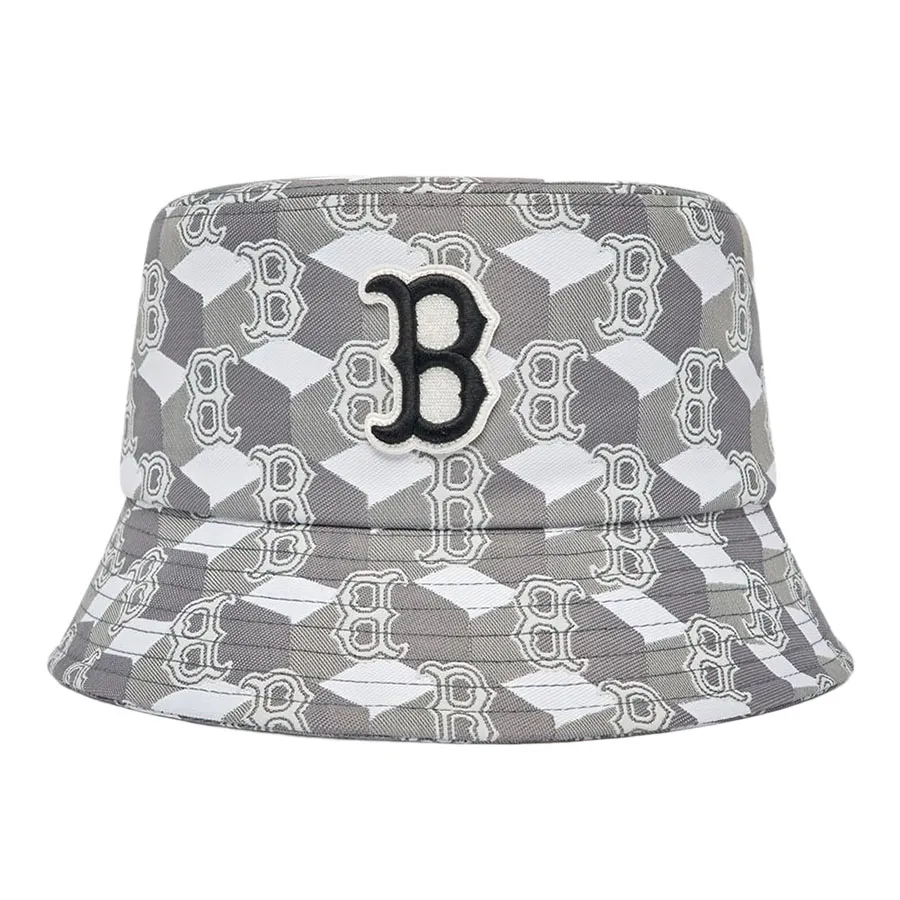 Mũ MLB Cube Monogram Bucket Hat Boston Red Sox 3AHTM033N-43GRS Màu Xám Size 57