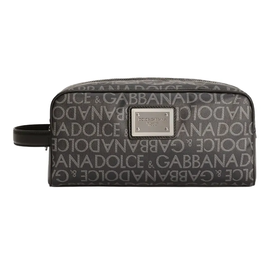 Túi Cầm Tay Nam Dolce & Gabbana D&G Coated Jacquard Toiletry Bag BT0989AJ7058B969 Màu Ghi