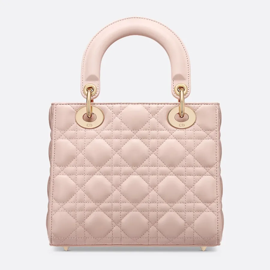 Túi Xách Tay Nữ Dior Small Lady Dior Bag Powder Pink Cannage Lambskin  M0618ONGE_M413 Màu Hồng
