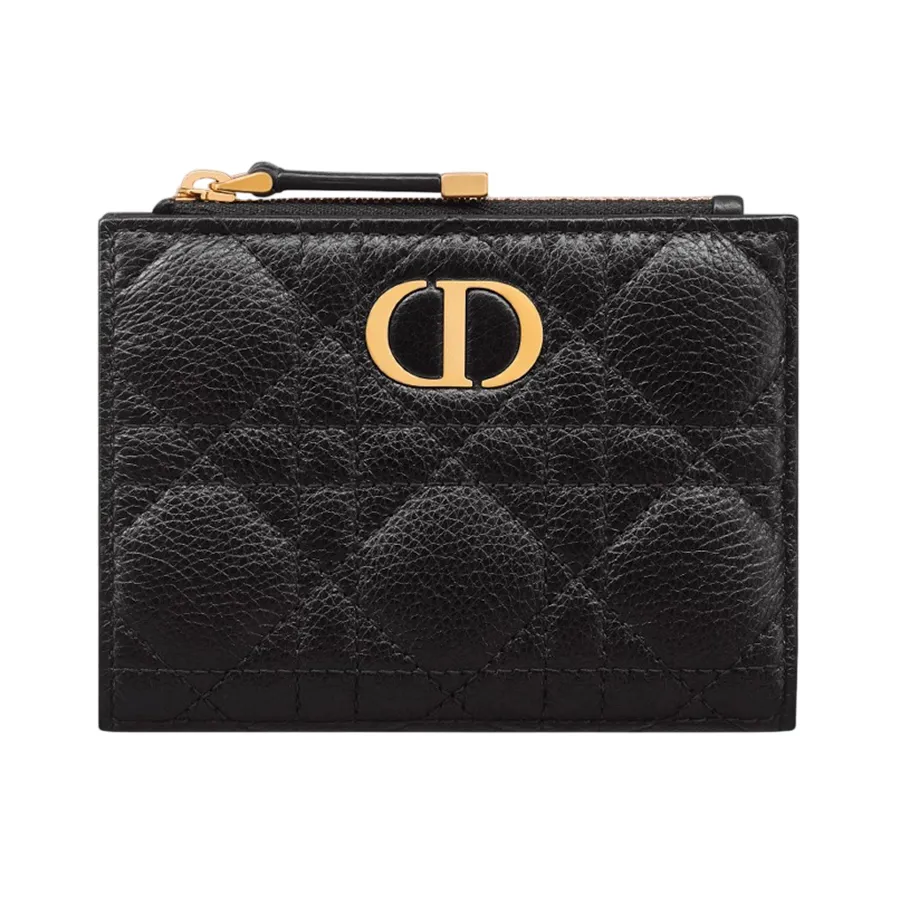Ví Nữ Dior Caro Dahlia Wallet Black Supple Cannage Calfskin