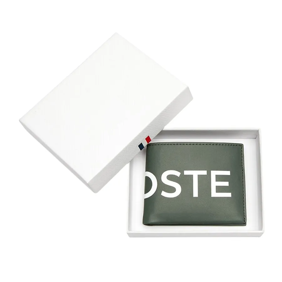 Ví Nam Lacoste L.12.12 Signature Small Leather Wallet In Tawny Port Màu Xanh Rêu