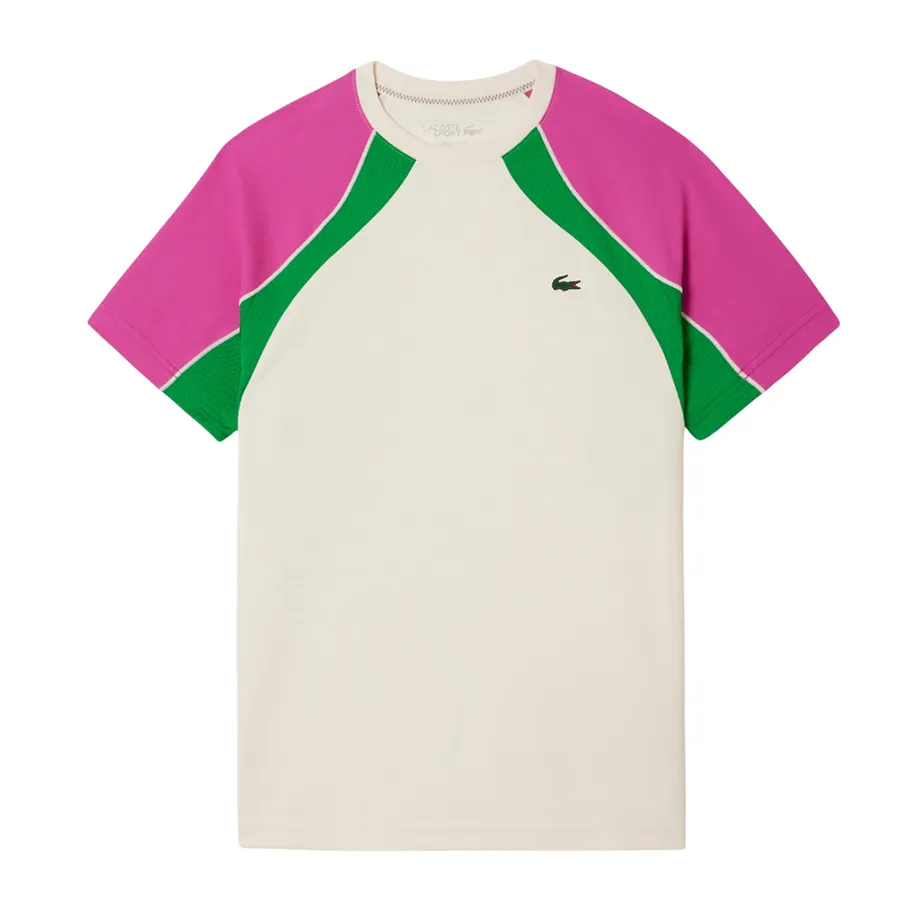Áo Phông Nam Lacoste Men's Ultra Dry Colorblock Tennis T-Shirt TH8951 51 HI8 Màu Kem/Hồng Size 5