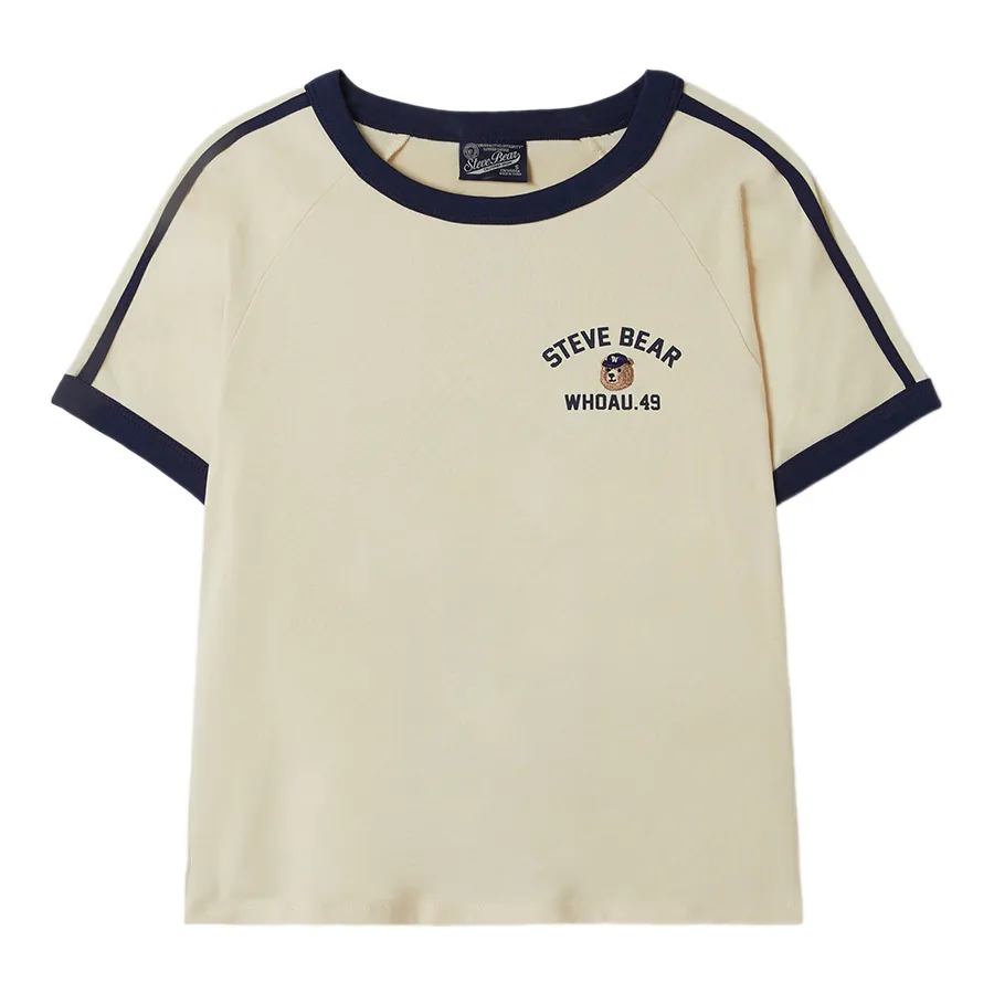 Áo Phông WHOAU Steve Track Line Ringer WHRAF3753F Tshirt Màu Kem Size M