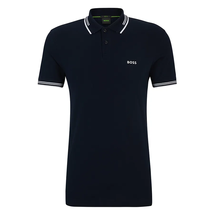 Áo Polo Nam Hugo Boss Stretch-cotton Slim-fit Polo Shirt With Branding 50506193 402 Màu Xanh Đen Size XL