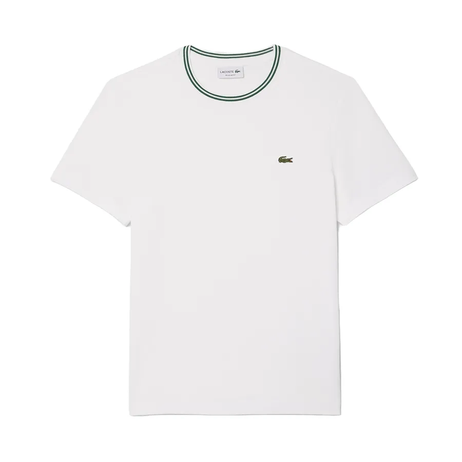 Áo Phông Nam Lacoste Regular Fit Ribbed Collar Cotton Tshirt TH9903 51 001 Màu Trắng Size 4