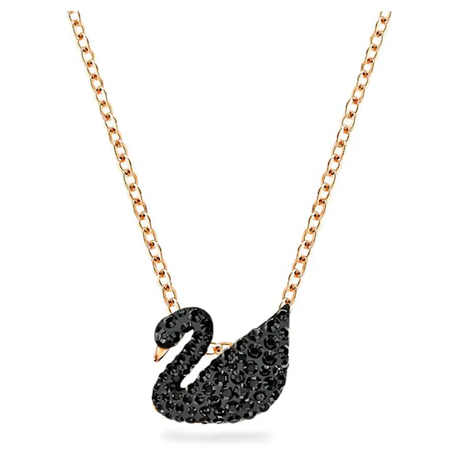 Dây Chuyền Nữ Swarovski Swan, Small, Black, Rose Gold-Tone Plated Màu Đen - Vàng Hồng