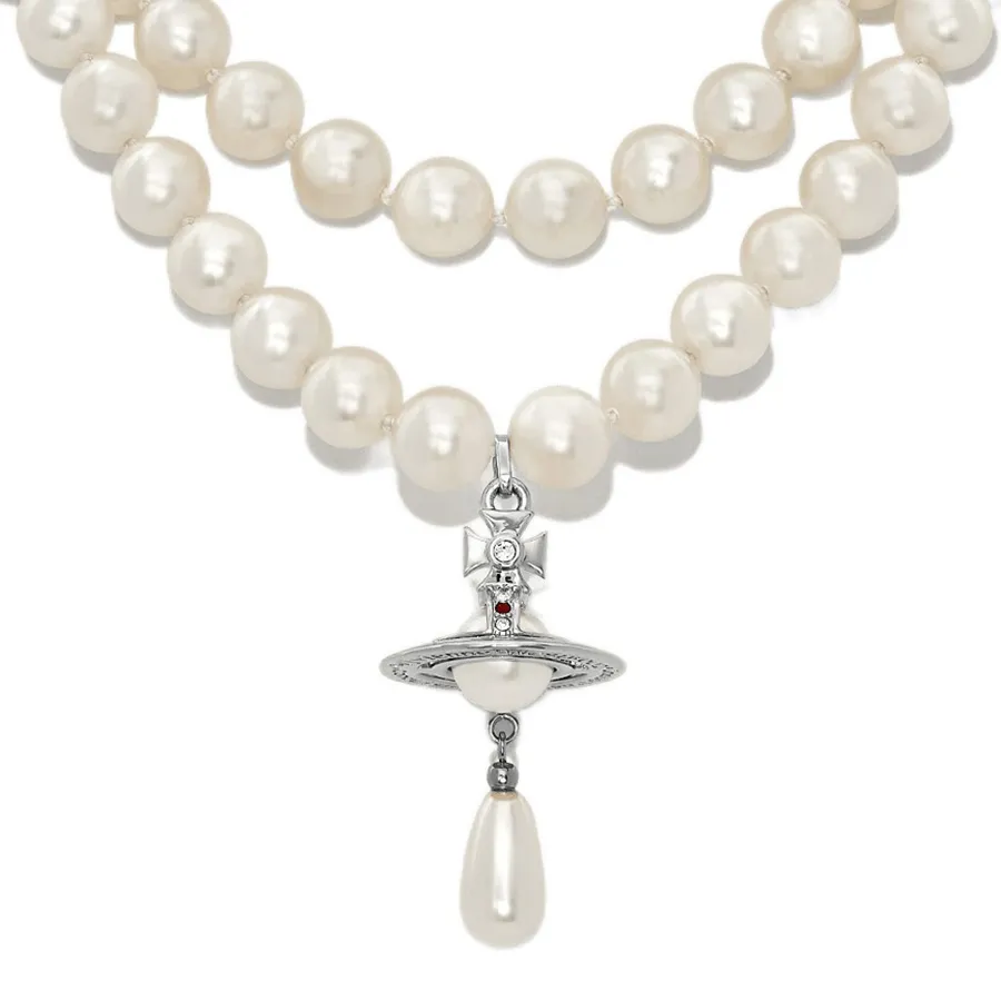 Dây Chuyền Nữ Vivienne Westwood 3-Row Pearl Silver Màu Trắng