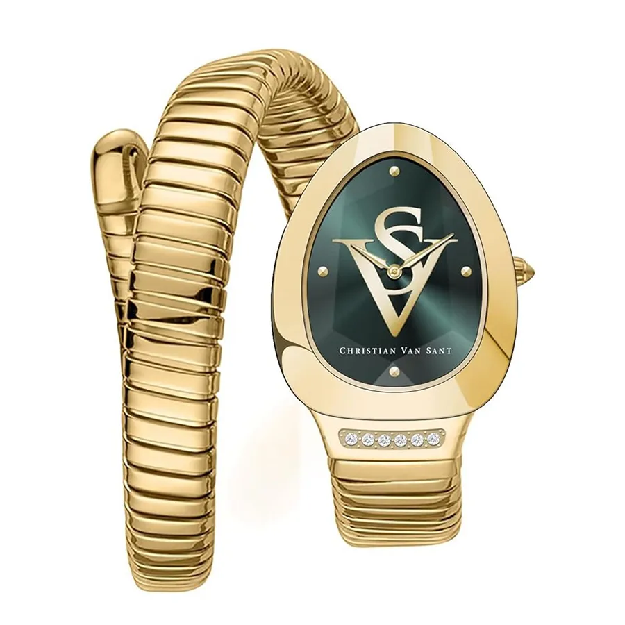 Đồng Hồ Nữ Christian Van Sant Naga Watch CV0875 Vàng/Xanh Lá (Tặng Kèm Vòng  Tay)